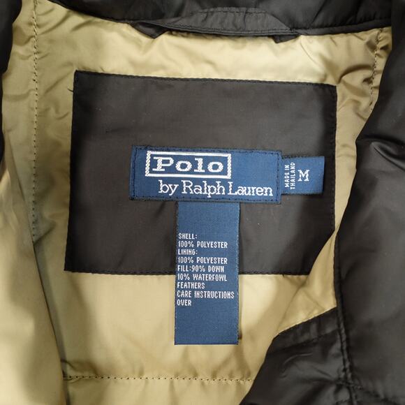 Vintage Polo Ralph Lauren Jacket Mens Medium Down Puffer Bubble Snap Front Black - Picture 3 of 11
